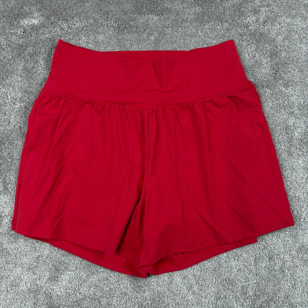 Halara SoftlyZero Airy 2-in-1 Yoga Shorts Red NWT Size XL Long 5in Sportswear